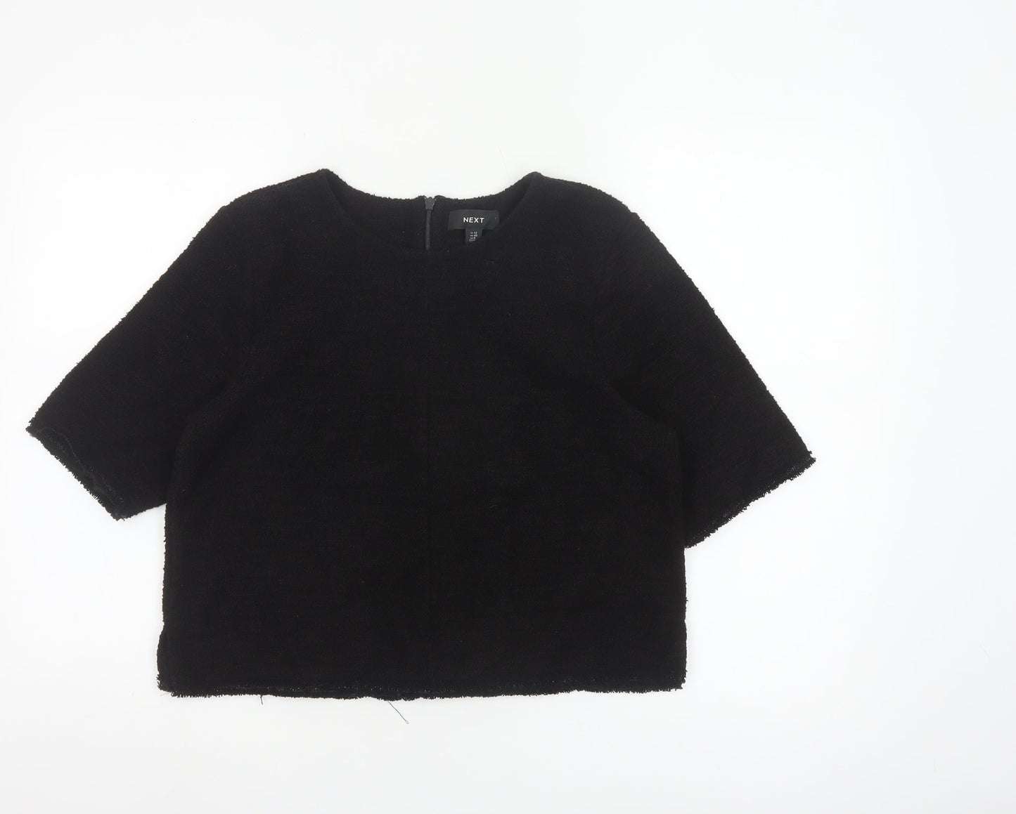 Next Womens Black 3/4 Sleeve Round Neck Blouse Size 12