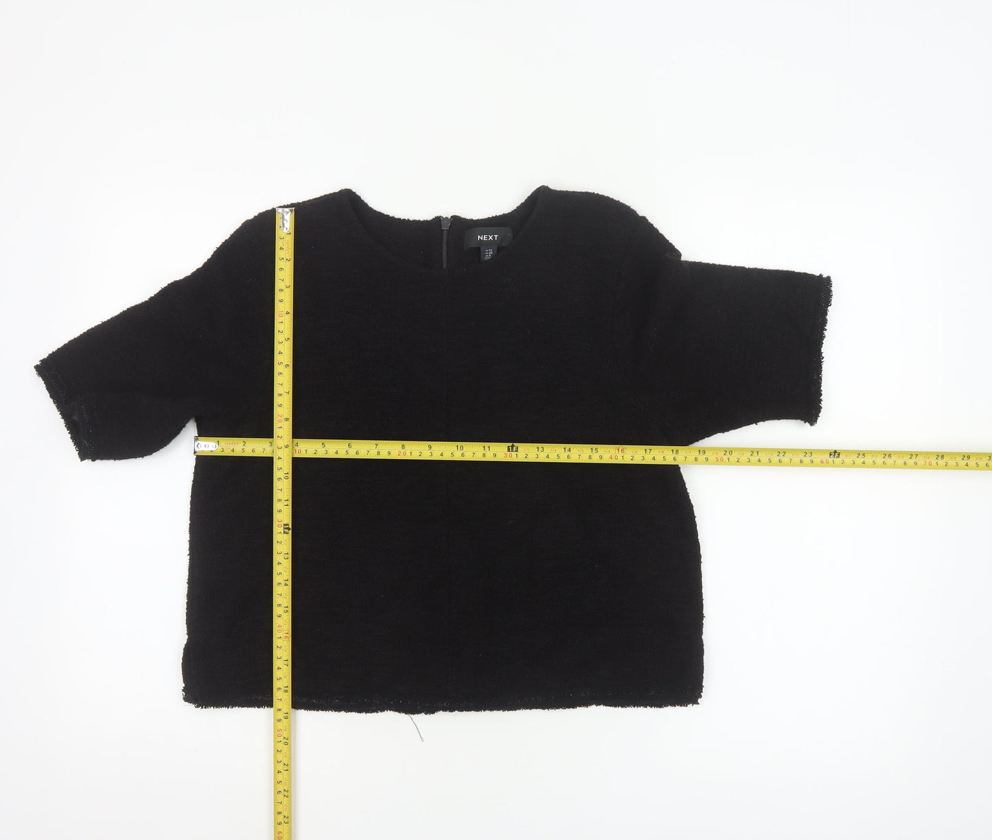 Next Womens Black 3/4 Sleeve Round Neck Blouse Size 12