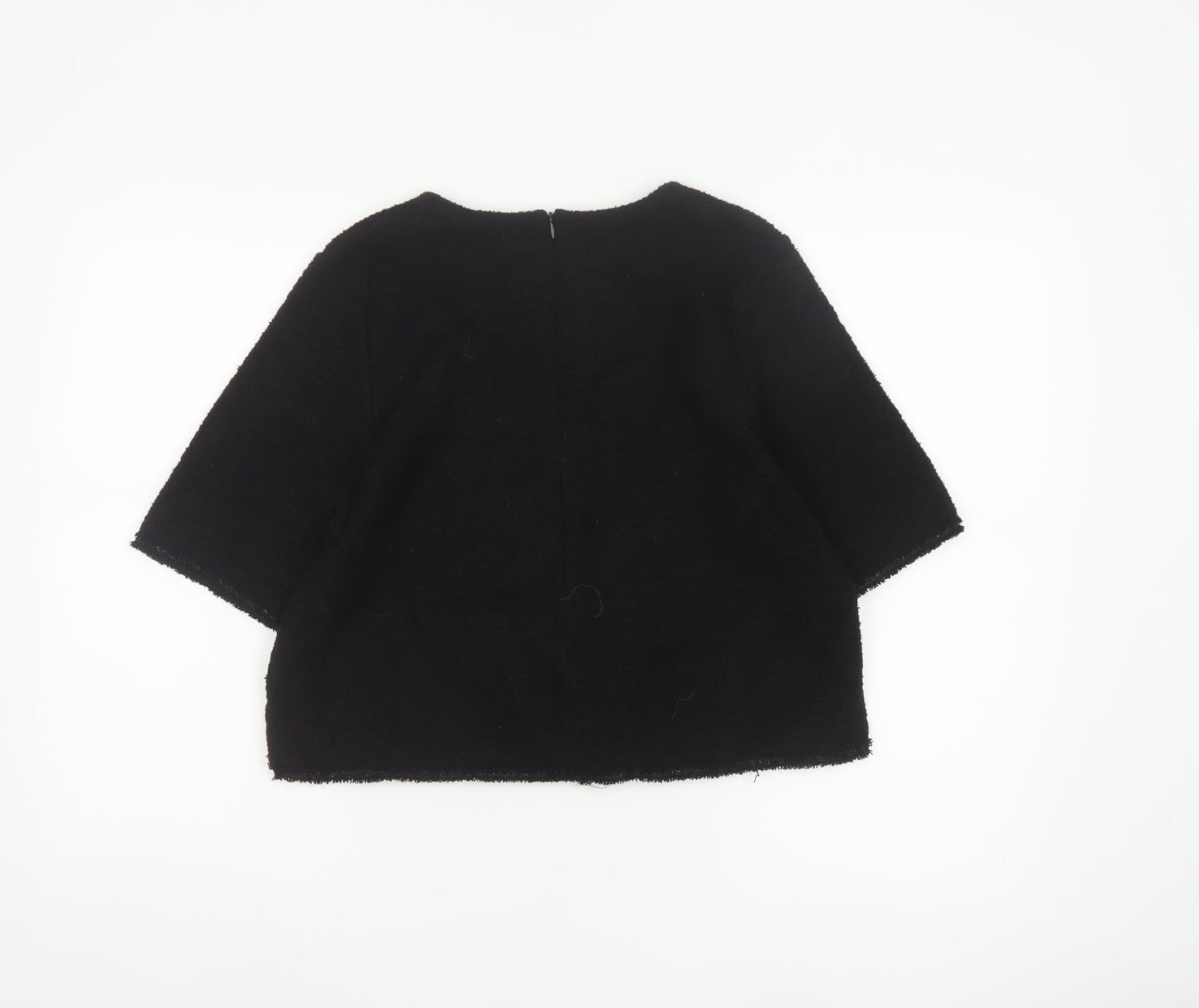 Next Womens Black 3/4 Sleeve Round Neck Blouse Size 12