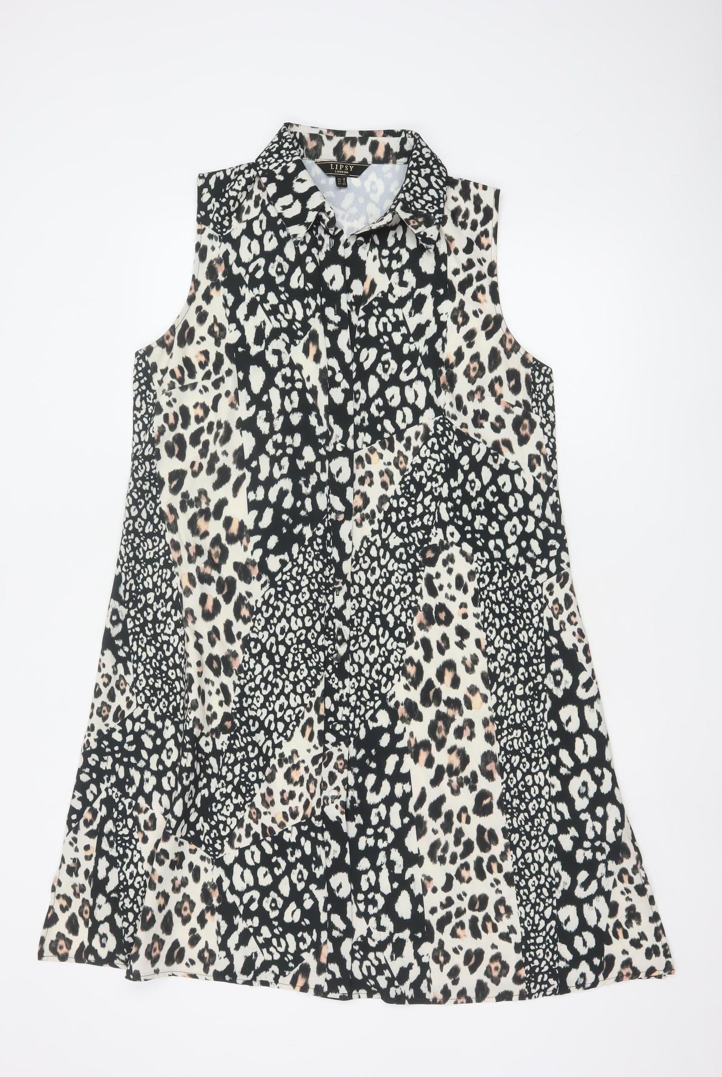 Lipsy Women’s Multicoloured Leopard Print Sleeveless Shift Dress Size 12