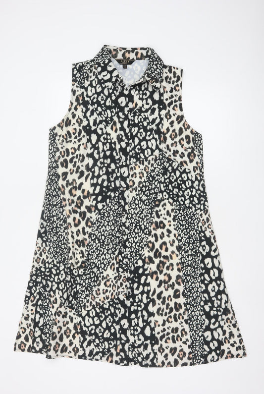 Lipsy Women’s Multicoloured Leopard Print Sleeveless Shift Dress Size 12