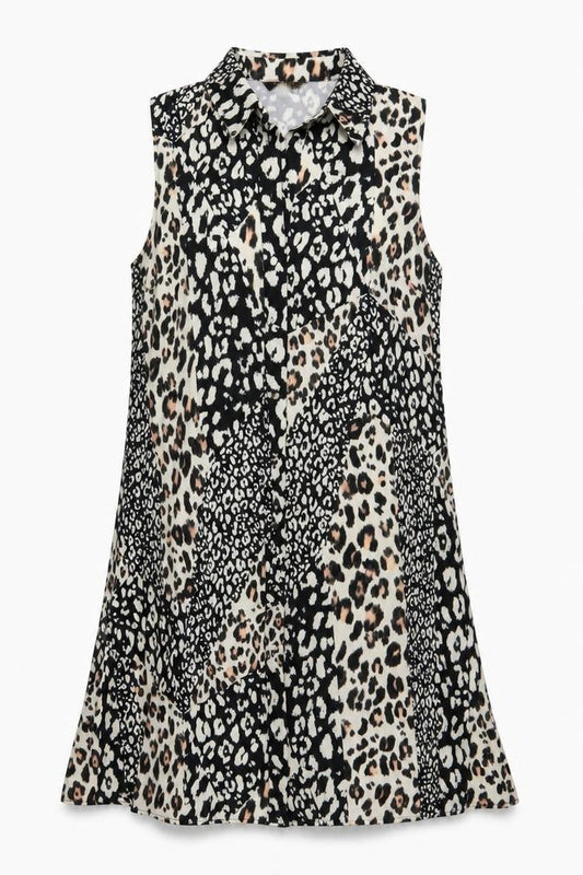 Lipsy Women’s Multicoloured Leopard Print Sleeveless Shift Dress Size 12