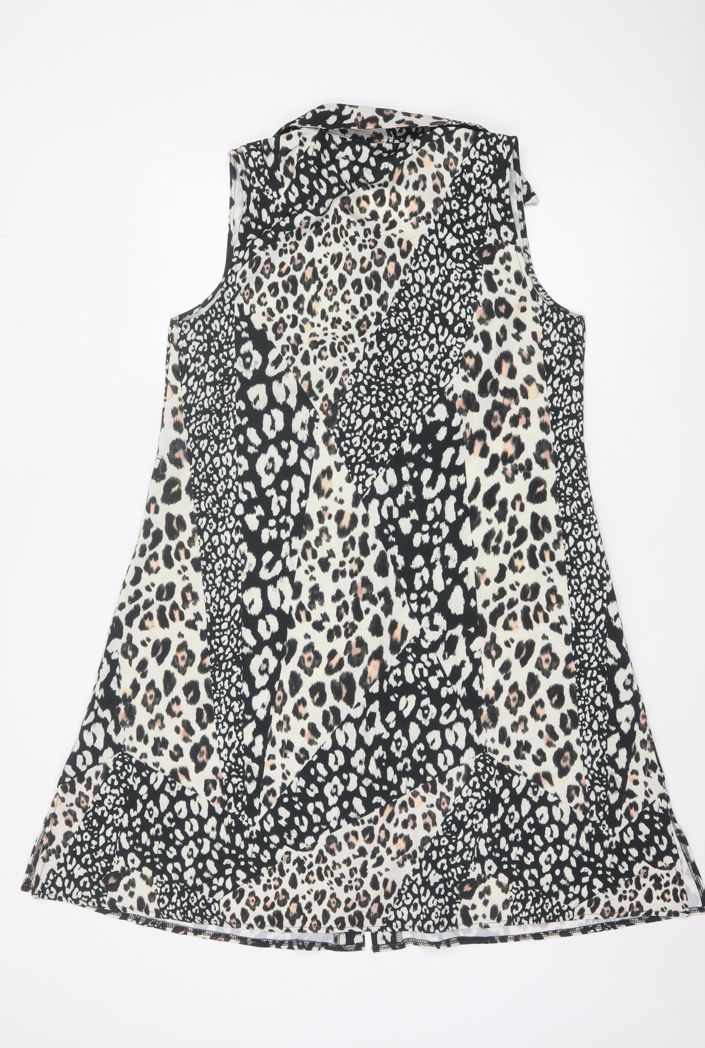 Lipsy Women’s Multicoloured Leopard Print Sleeveless Shift Dress Size 12