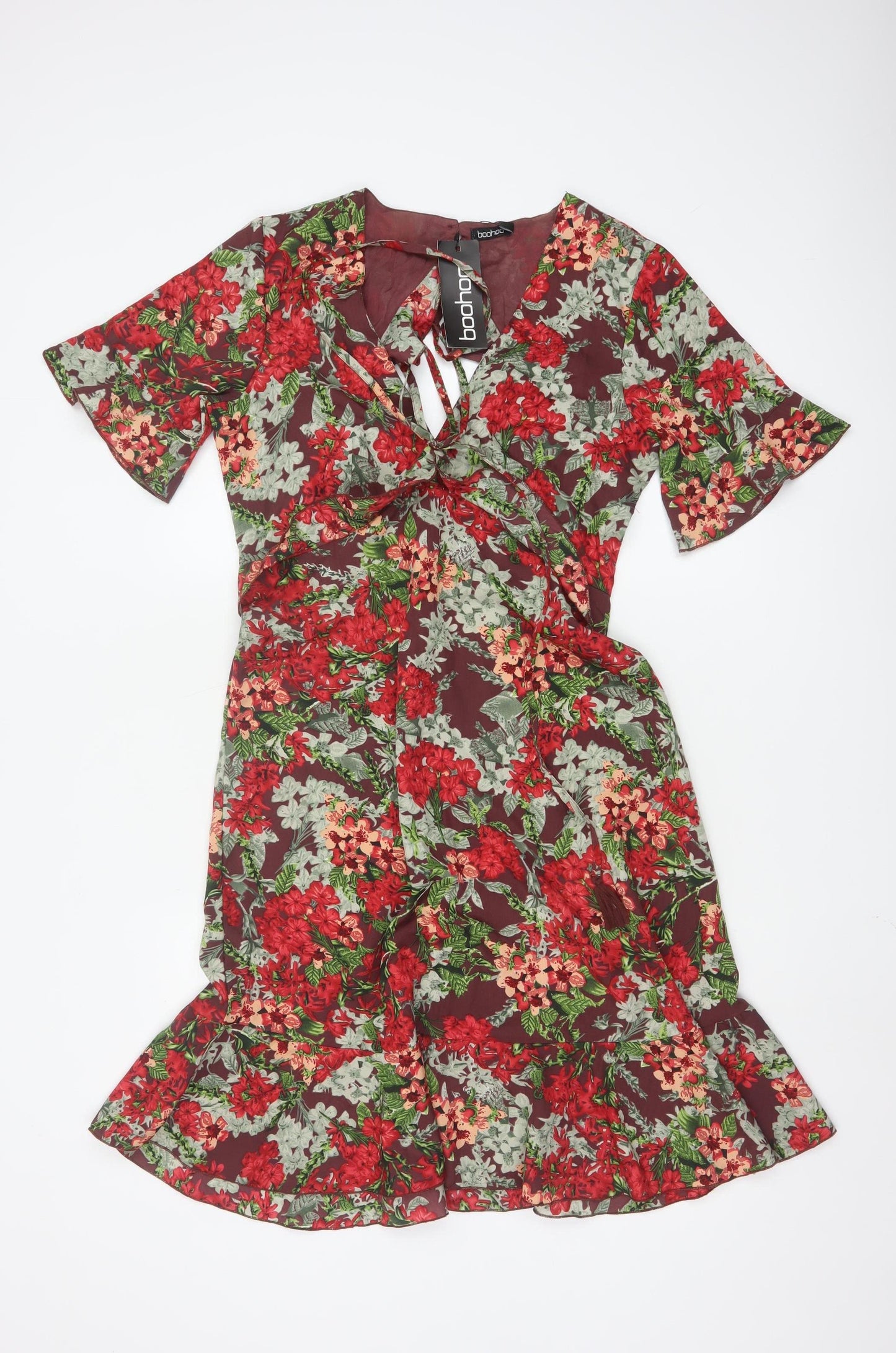 Boohoo Women’s Multicoloured Floral Wrap Dress Size 12