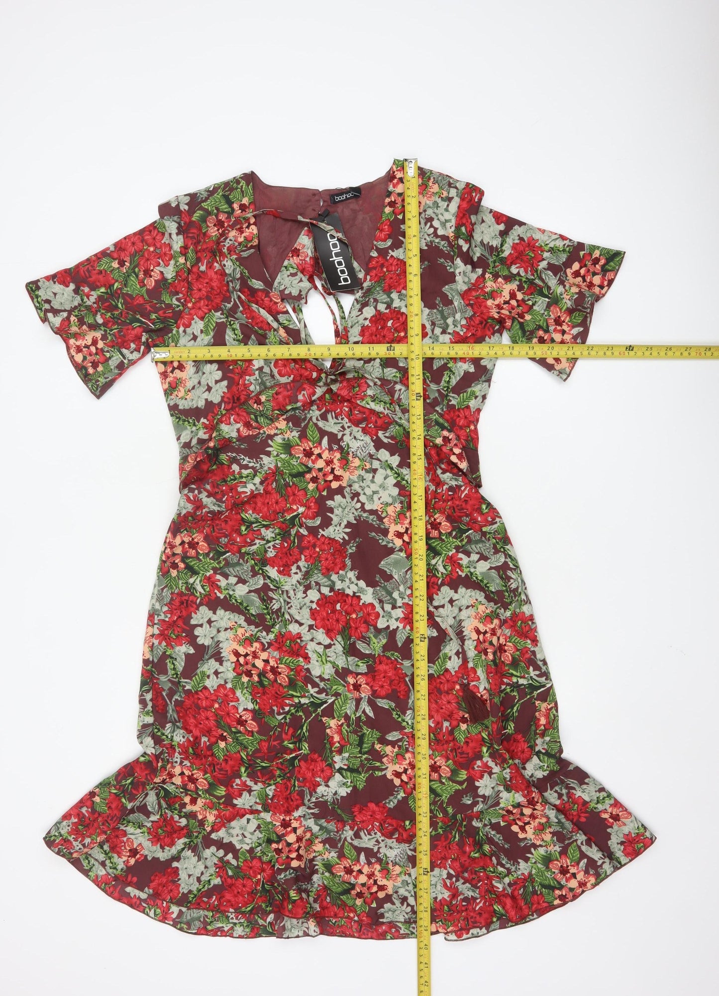 Boohoo Women’s Multicoloured Floral Wrap Dress Size 12