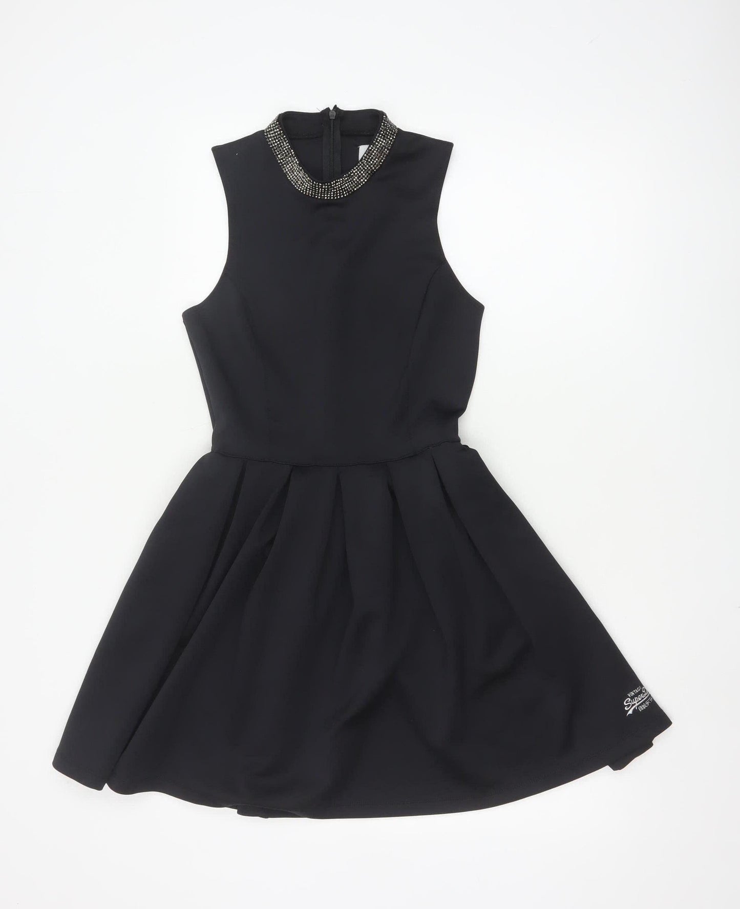 Superdry Women's Black Beaded Fit & Flare Sleeveless Dress XS