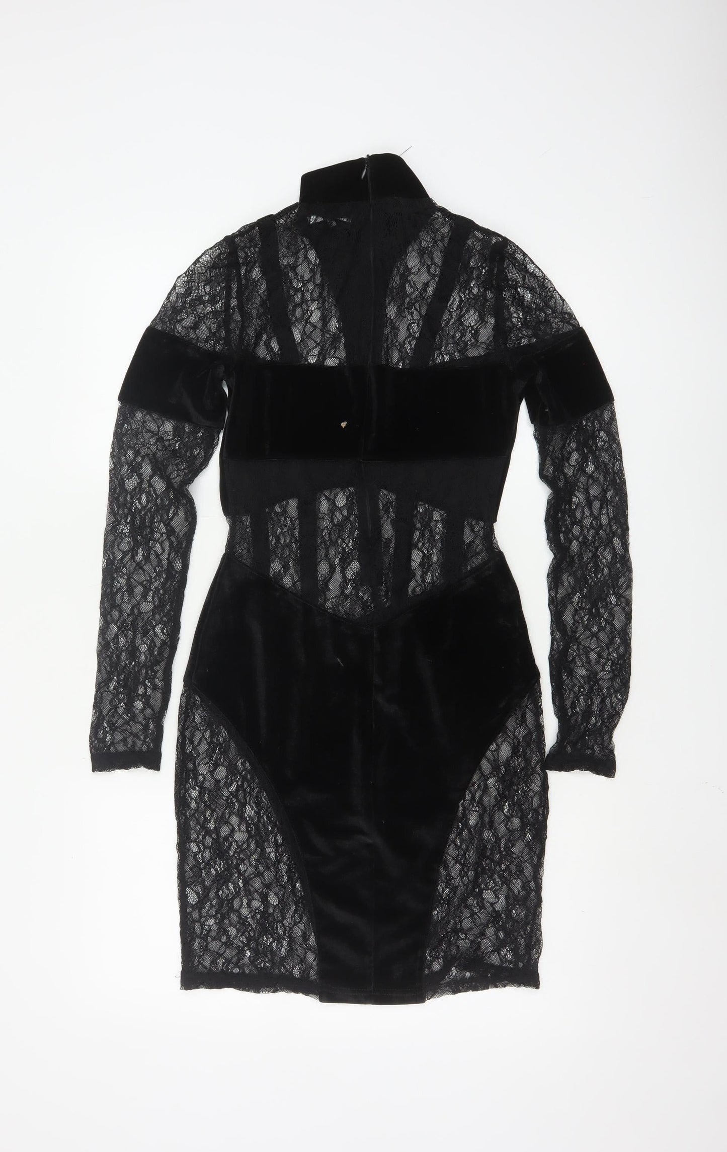 Simmi London Women's Black Lace Velvet Bodycon Dress Size 6