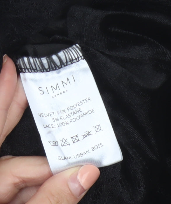 Simmi London Women's Black Lace Velvet Bodycon Dress Size 6
