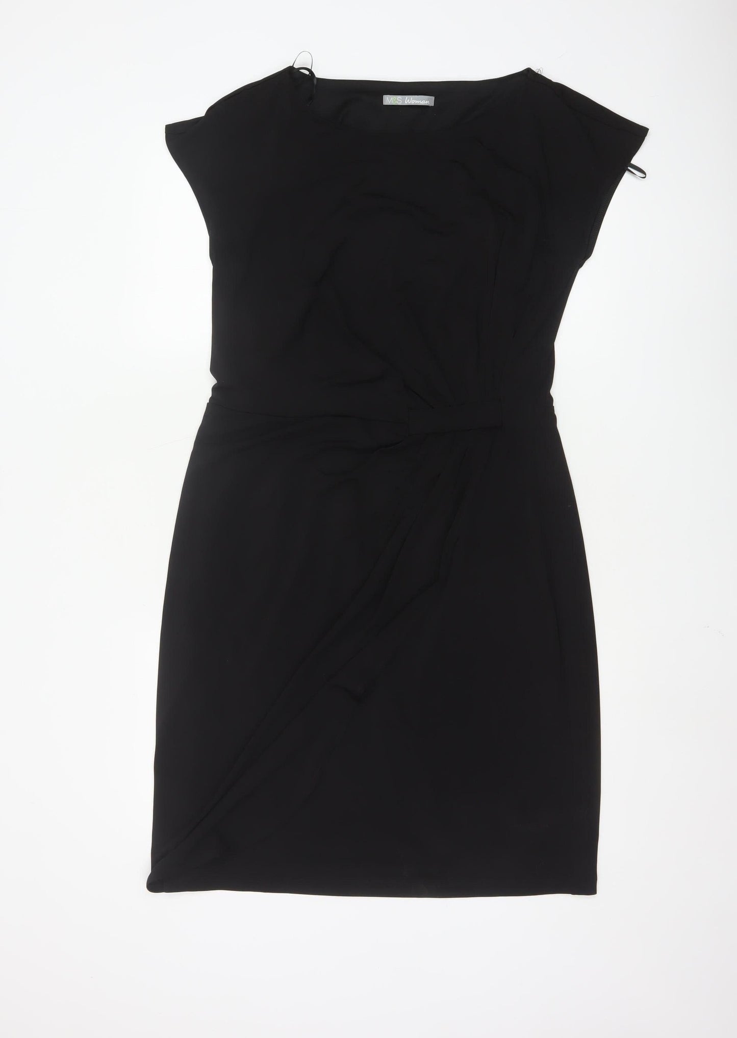 Marks and Spencer Women Black Sheath Belted Dress Size 14