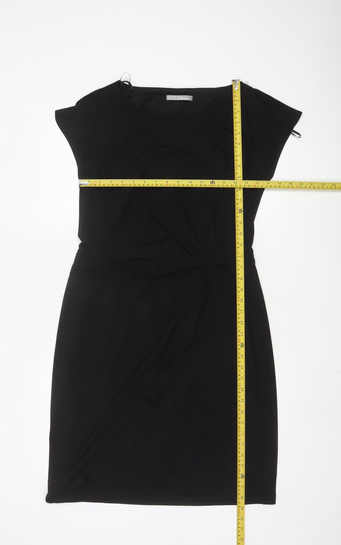 Marks and Spencer Women Black Sheath Belted Dress Size 14