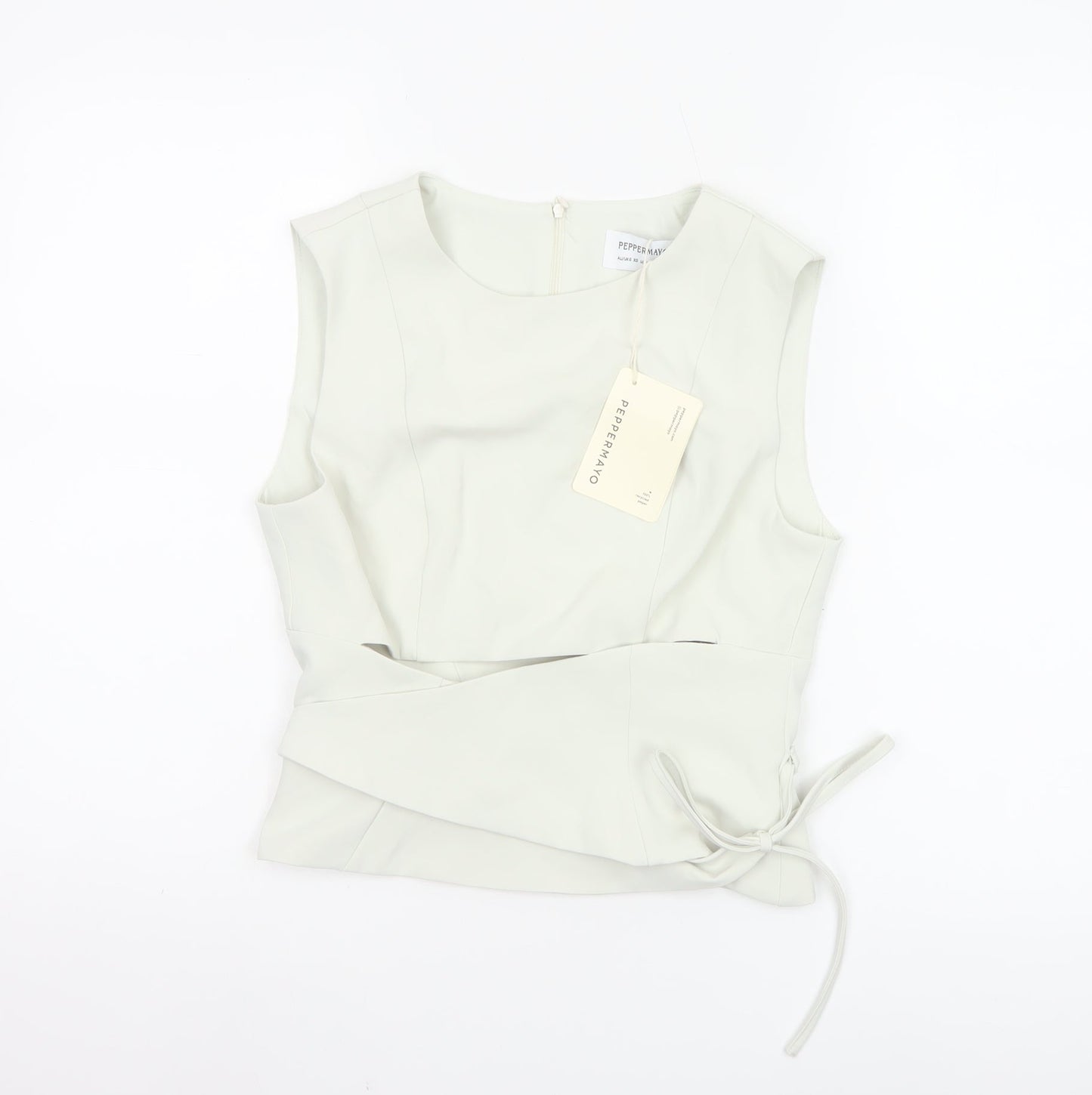 Peppermayo Women Ivory XS Wrap Woven Sleeveless Blouse