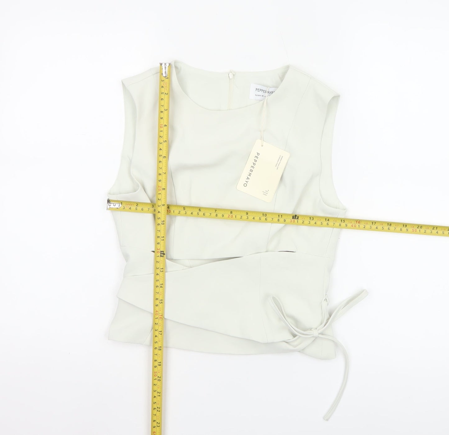 Peppermayo Women Ivory XS Wrap Woven Sleeveless Blouse