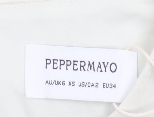 Peppermayo Women Ivory XS Wrap Woven Sleeveless Blouse