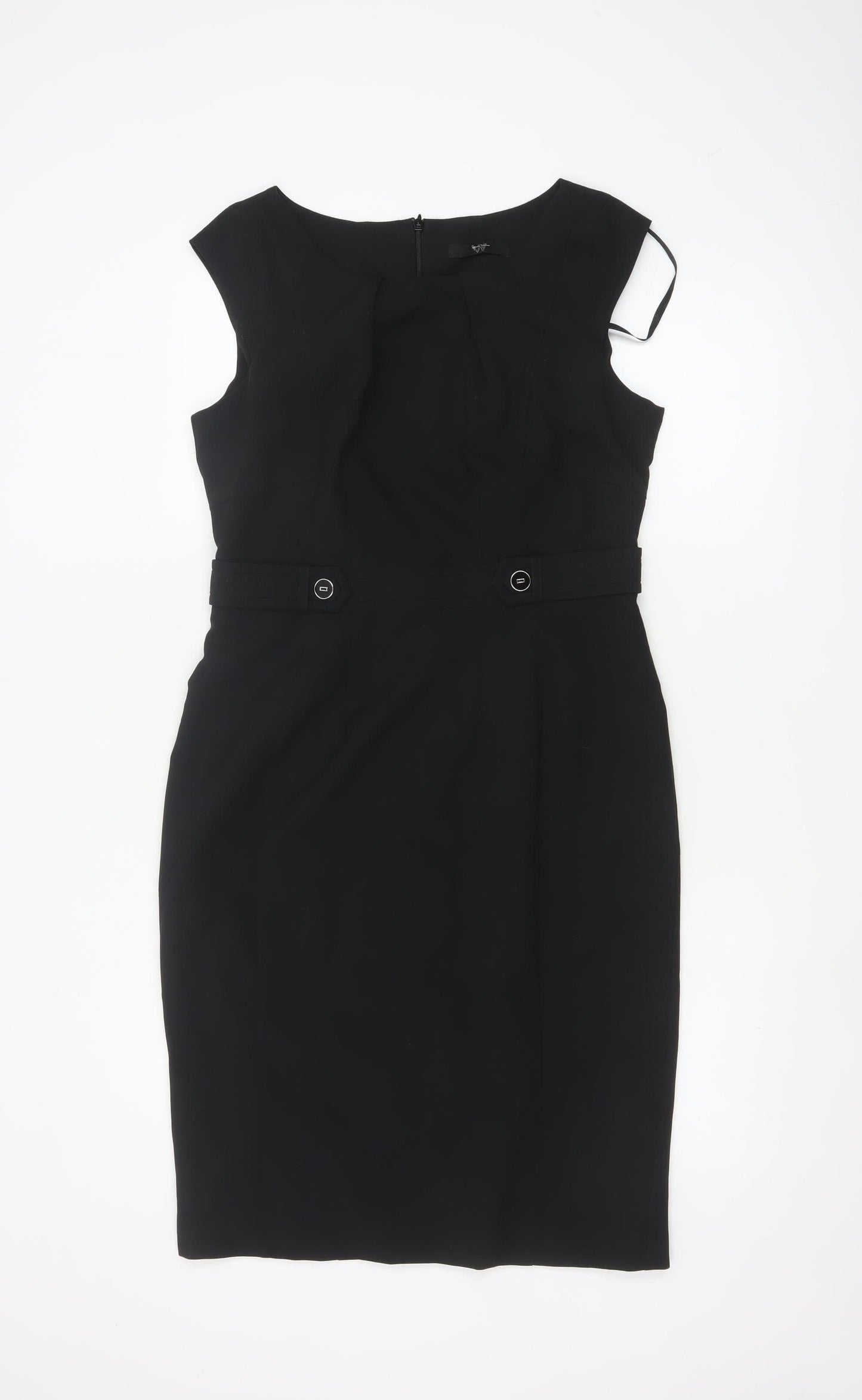 BHS Women’s Black Sleeveless Sheath Work Dress Size 12