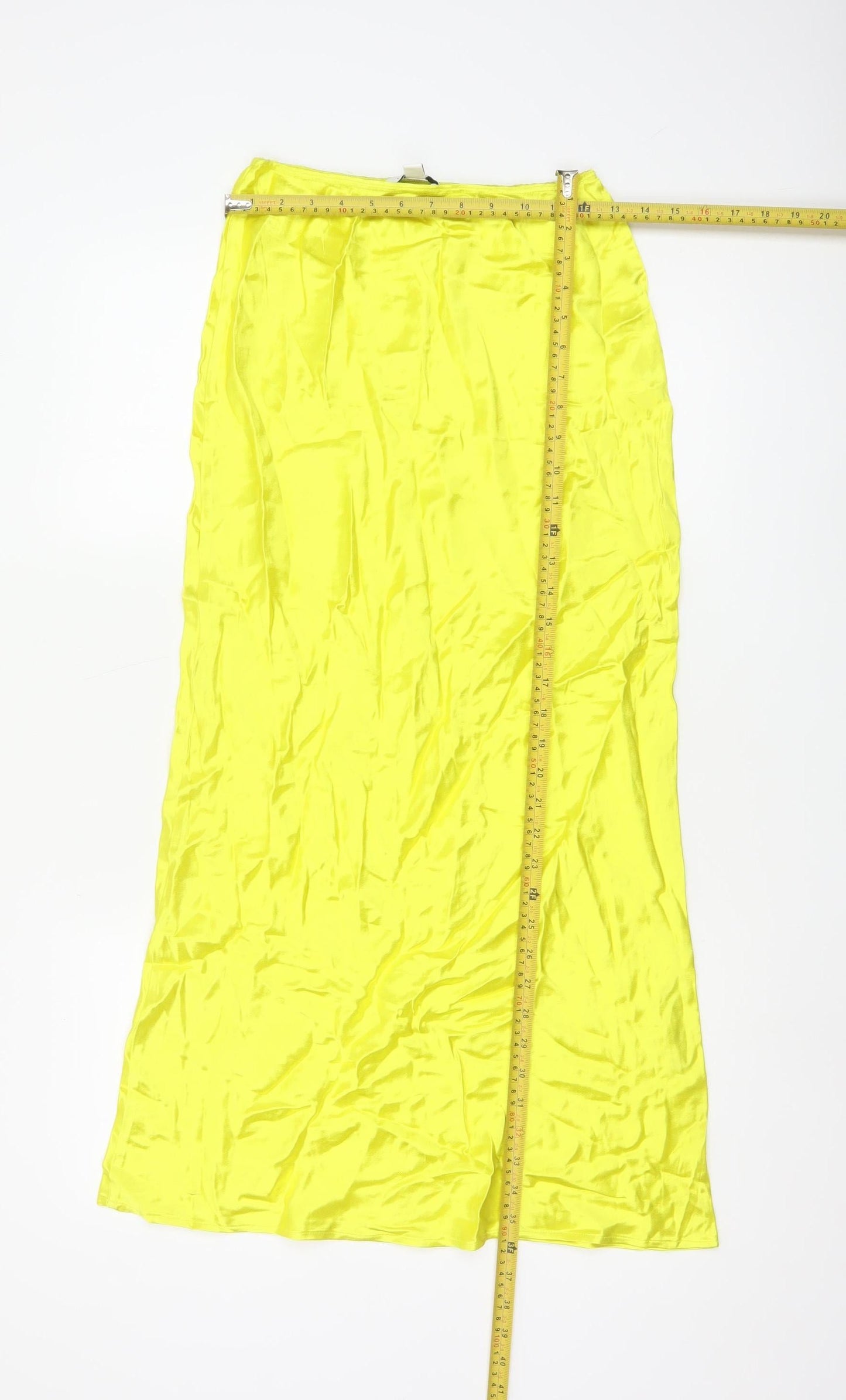 Topshop Women Yellow Long Slip Dress Size 6 Viscose Lightweight
