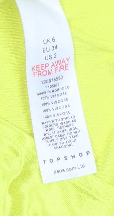 Topshop Women Yellow Long Slip Dress Size 6 Viscose Lightweight