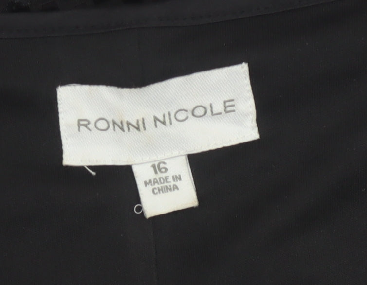 Ronni Nicole Women’s Black Sequin Sheath Dress Size 16 Party Cocktail