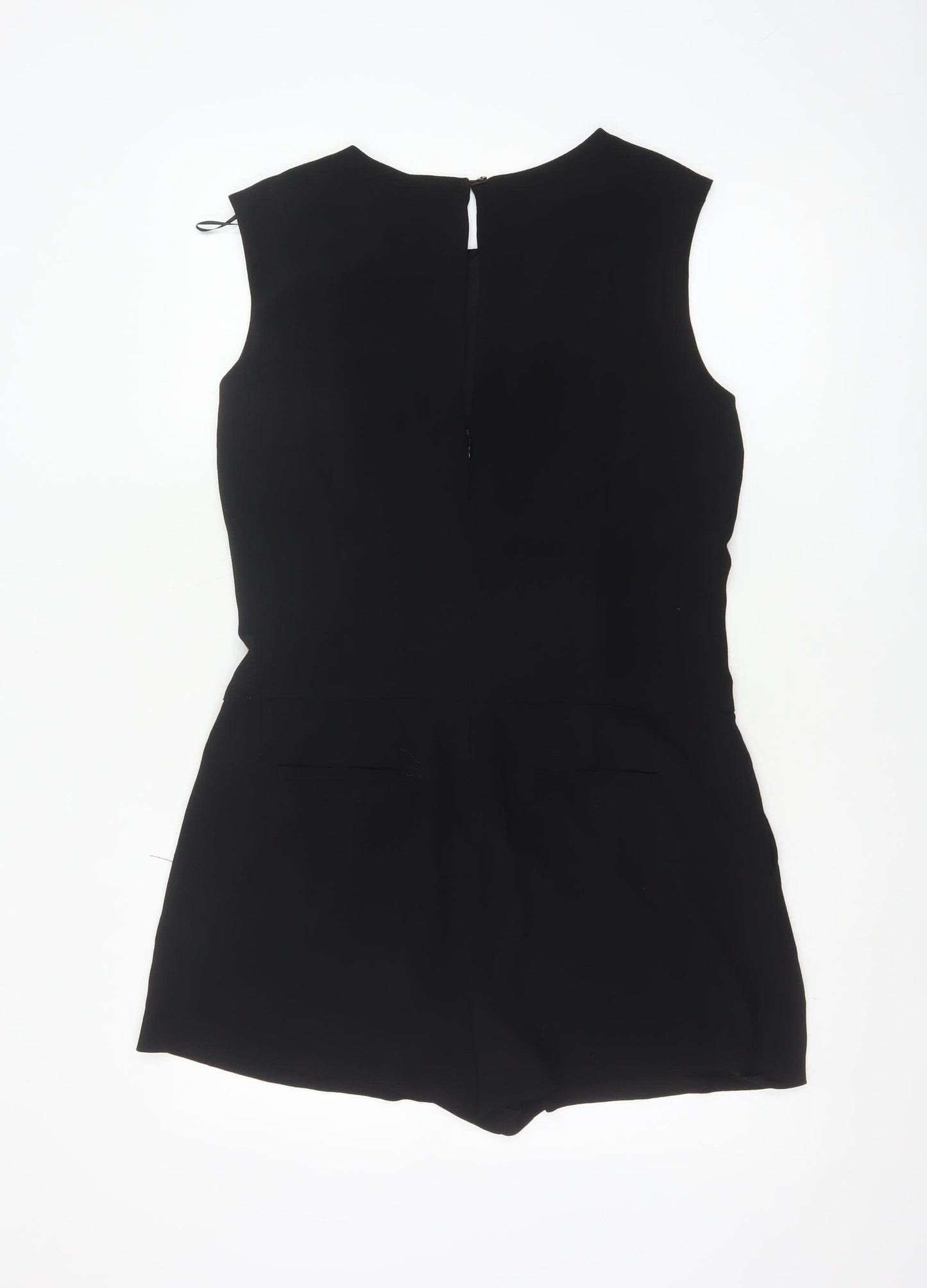 Zara Women Black Sleeveless Round Neck Playsuit Size 12