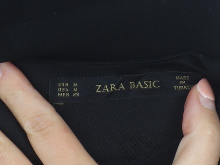 Zara Women Black Sleeveless Round Neck Playsuit Size 12