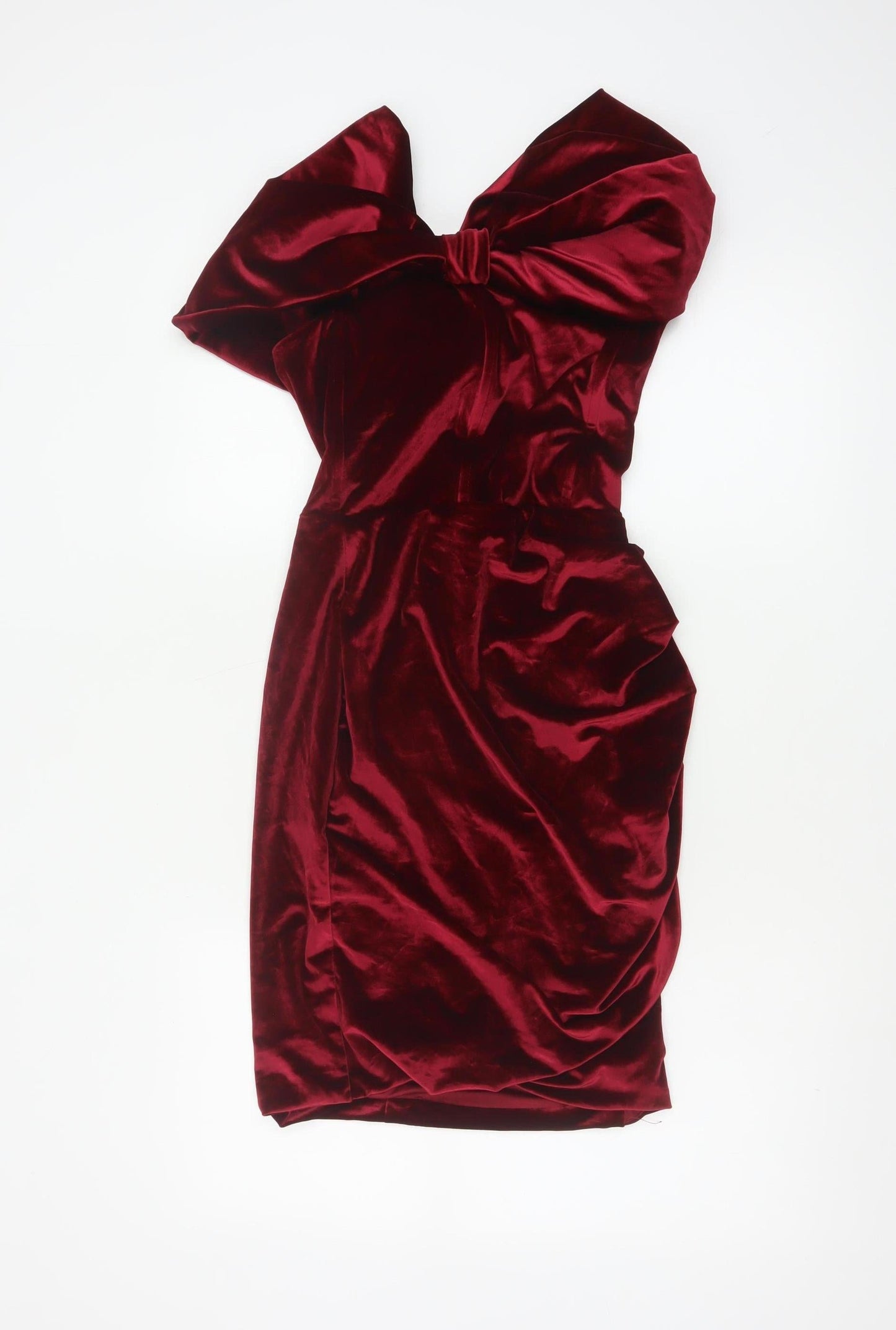 Club L London Women’s Red Velvet Off Shoulder Bodycon Dress Size 8