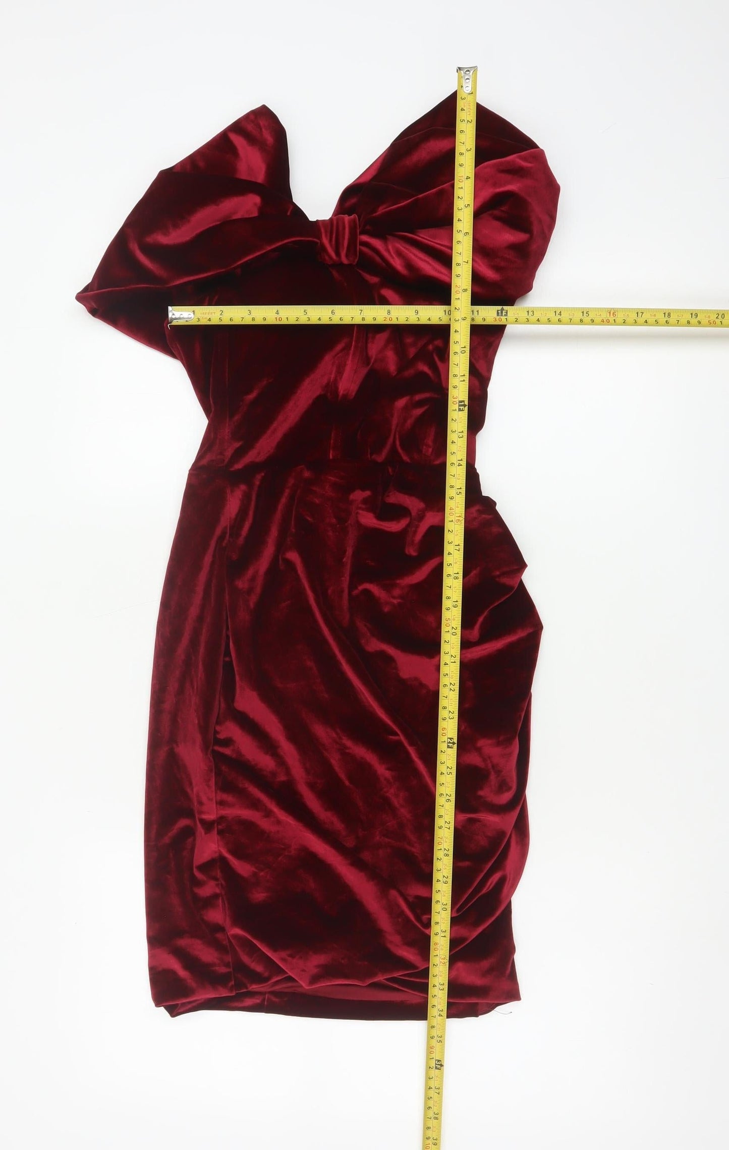 Club L London Women’s Red Velvet Off Shoulder Bodycon Dress Size 8