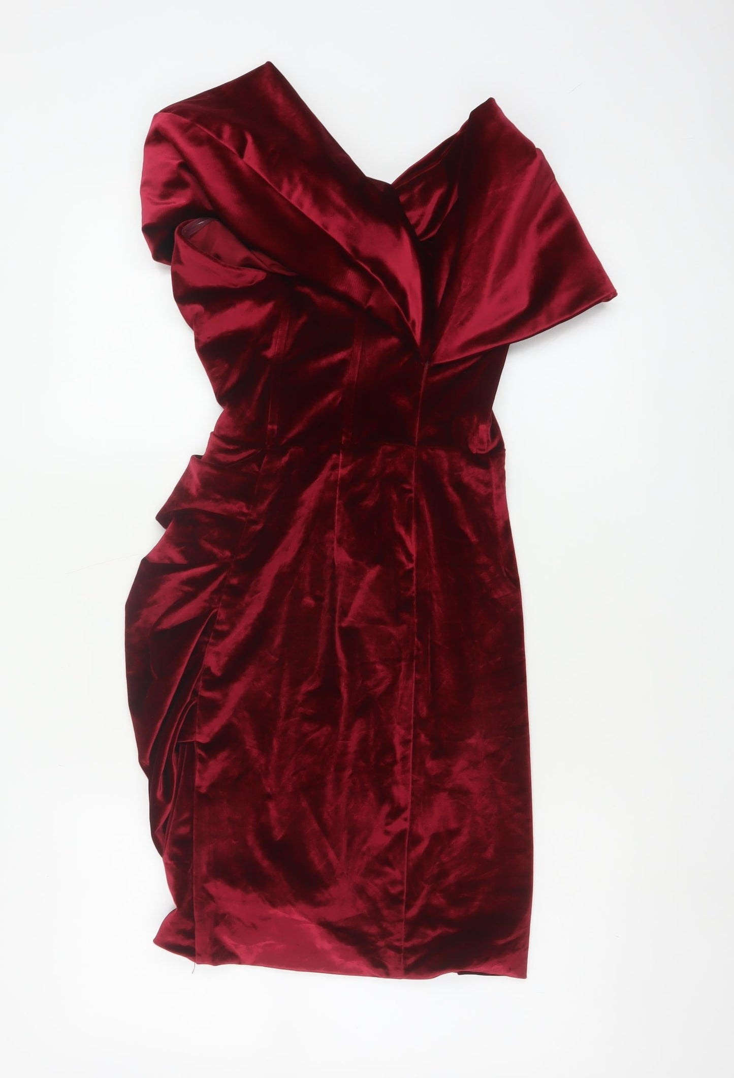 Club L London Women’s Red Velvet Off Shoulder Bodycon Dress Size 8