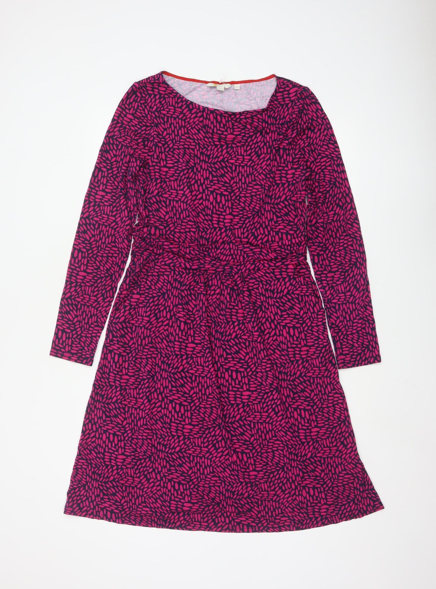 Boden Women’s Pink Geometric Jersey A-Line Dress UK 12R
