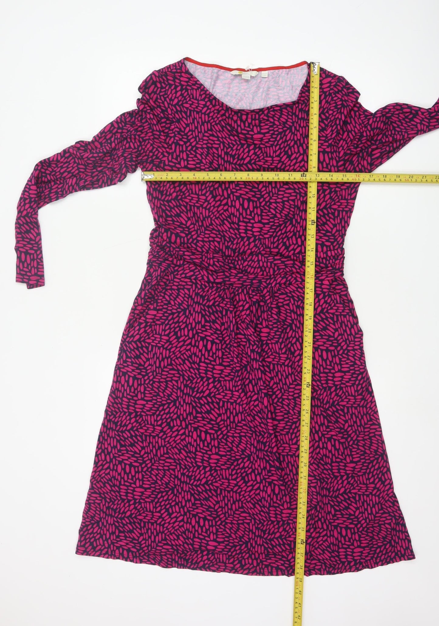Boden Women’s Pink Geometric Jersey A-Line Dress UK 12R