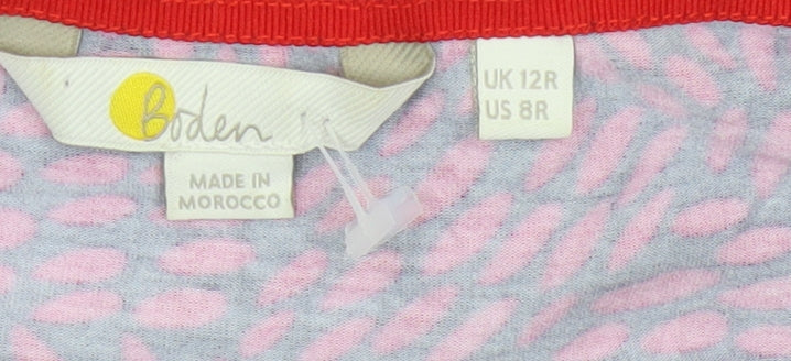 Boden Women’s Pink Geometric Jersey A-Line Dress UK 12R