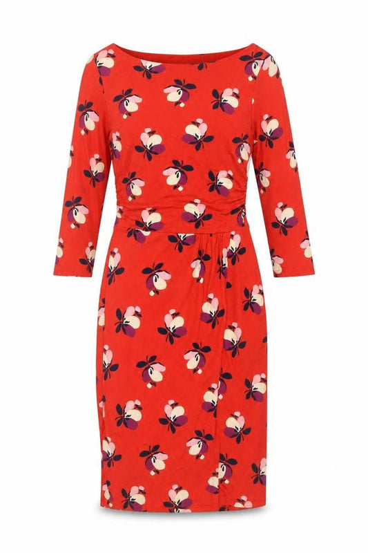 Boden Women Red Floral Bodycon Jersey Knee Length Dress Size 10