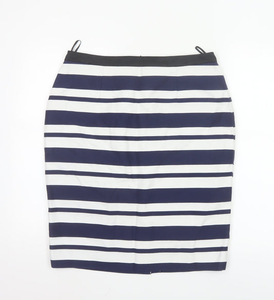 Clements Ribeiro Women’s Blue Striped Pencil Skirt Size 14