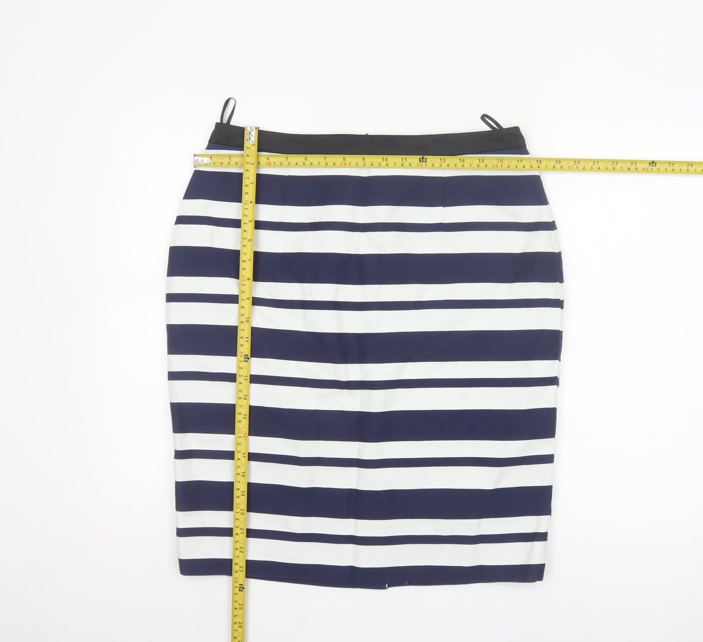 Clements Ribeiro Women’s Blue Striped Pencil Skirt Size 14