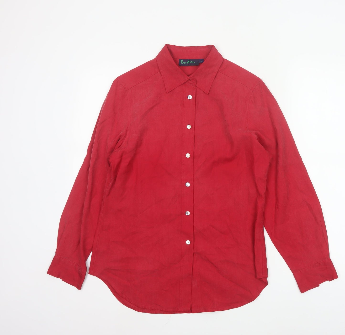 Boden Women Red Silk Long Sleeve Button-Up Shirt Size 10