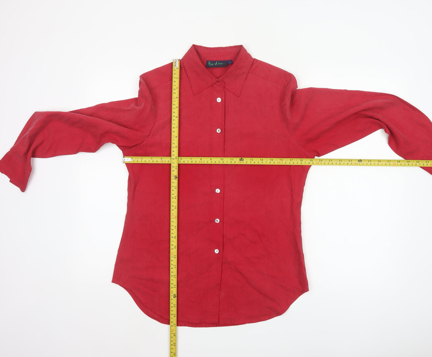 Boden Women Red Silk Long Sleeve Button-Up Shirt Size 10