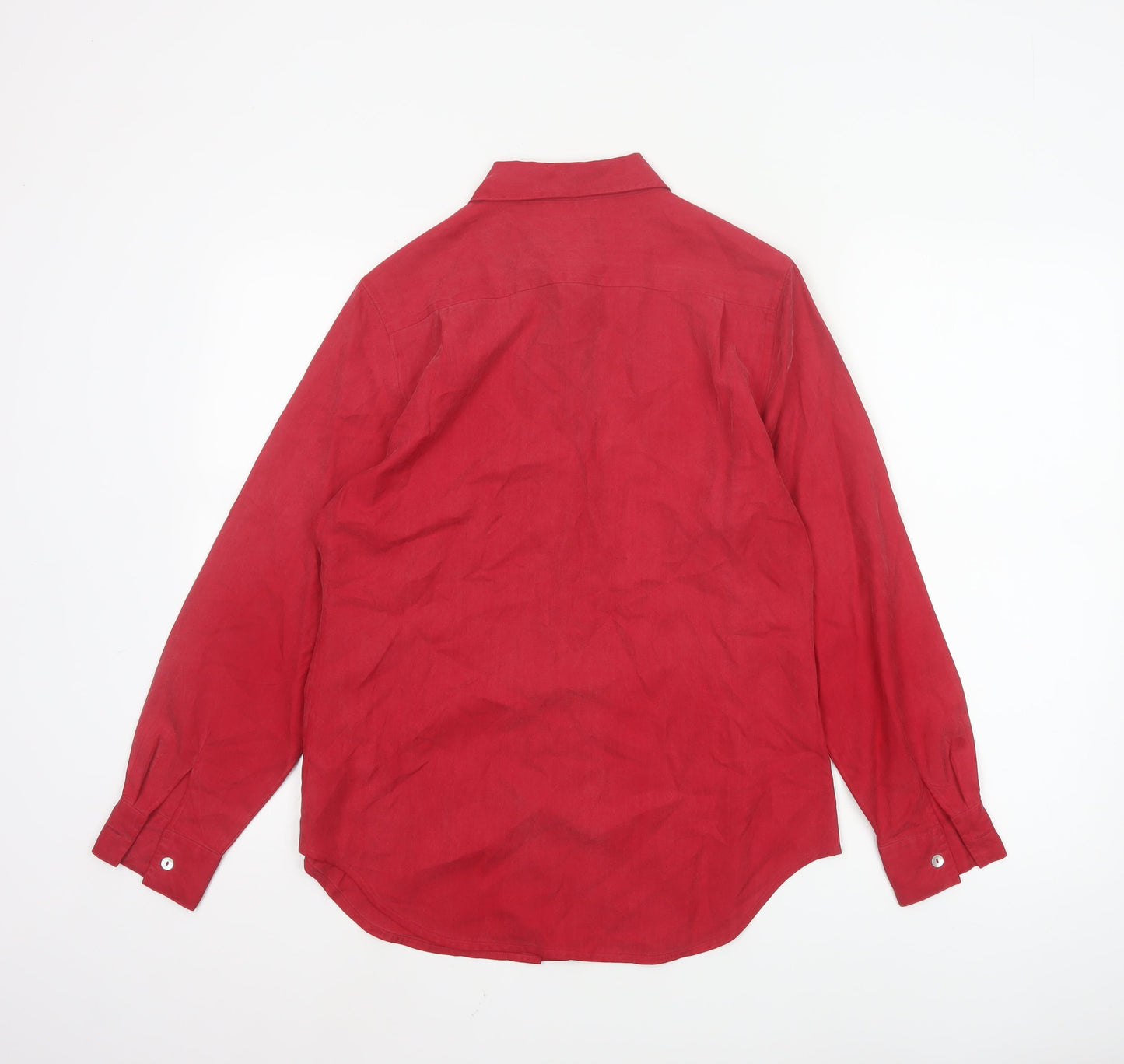 Boden Women Red Silk Long Sleeve Button-Up Shirt Size 10