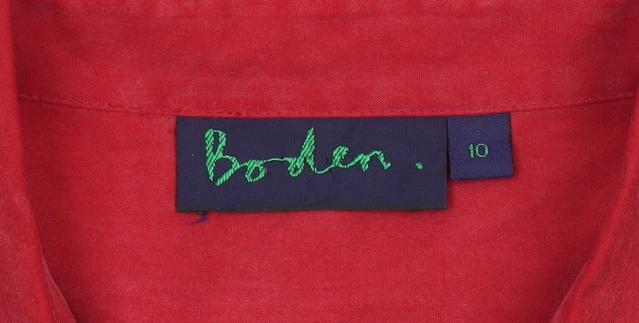 Boden Women Red Silk Long Sleeve Button-Up Shirt Size 10