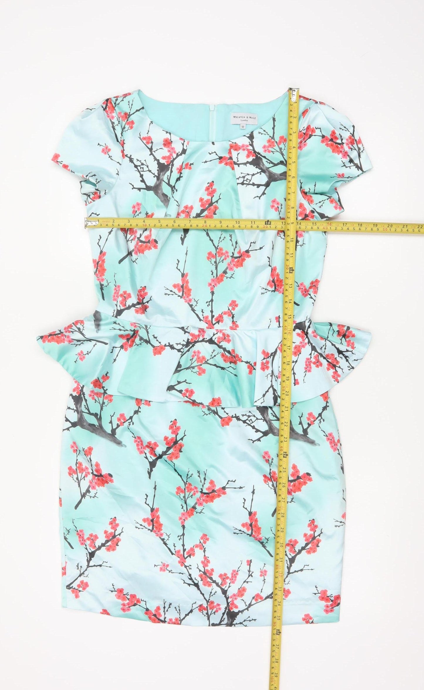 Whistle & Wolf Women’s Blue Floral Peplum Bodycon Dress Size 12