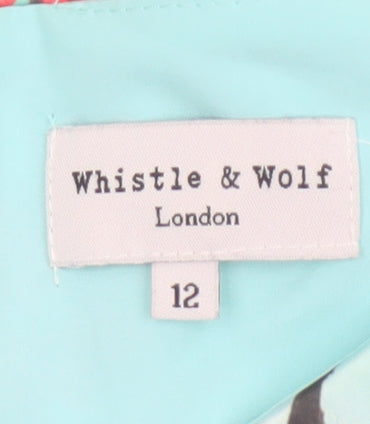 Whistle & Wolf Women’s Blue Floral Peplum Bodycon Dress Size 12