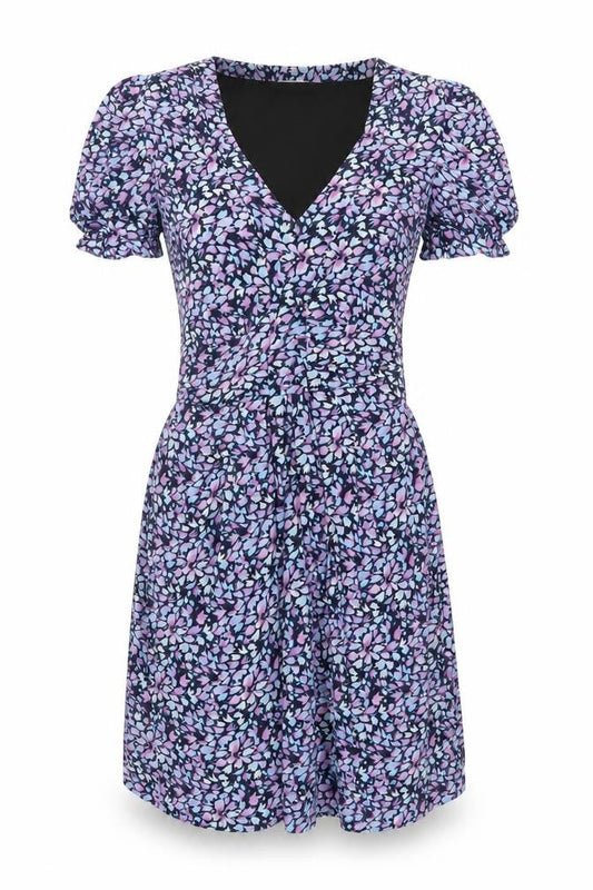 Oasis Women’s Blue Floral Wrap Dress Short Sleeve Size M