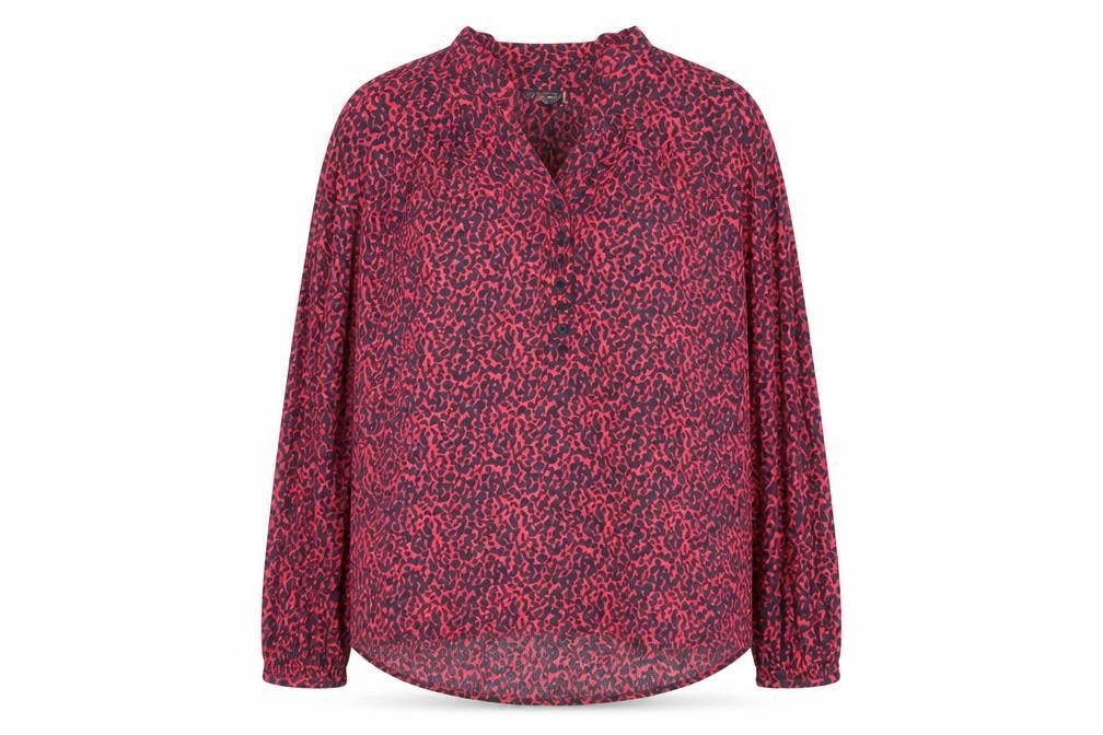 Mint Velvet Women’s Pink Animal Print Long Sleeve Viscose Tunic Blouse Size L