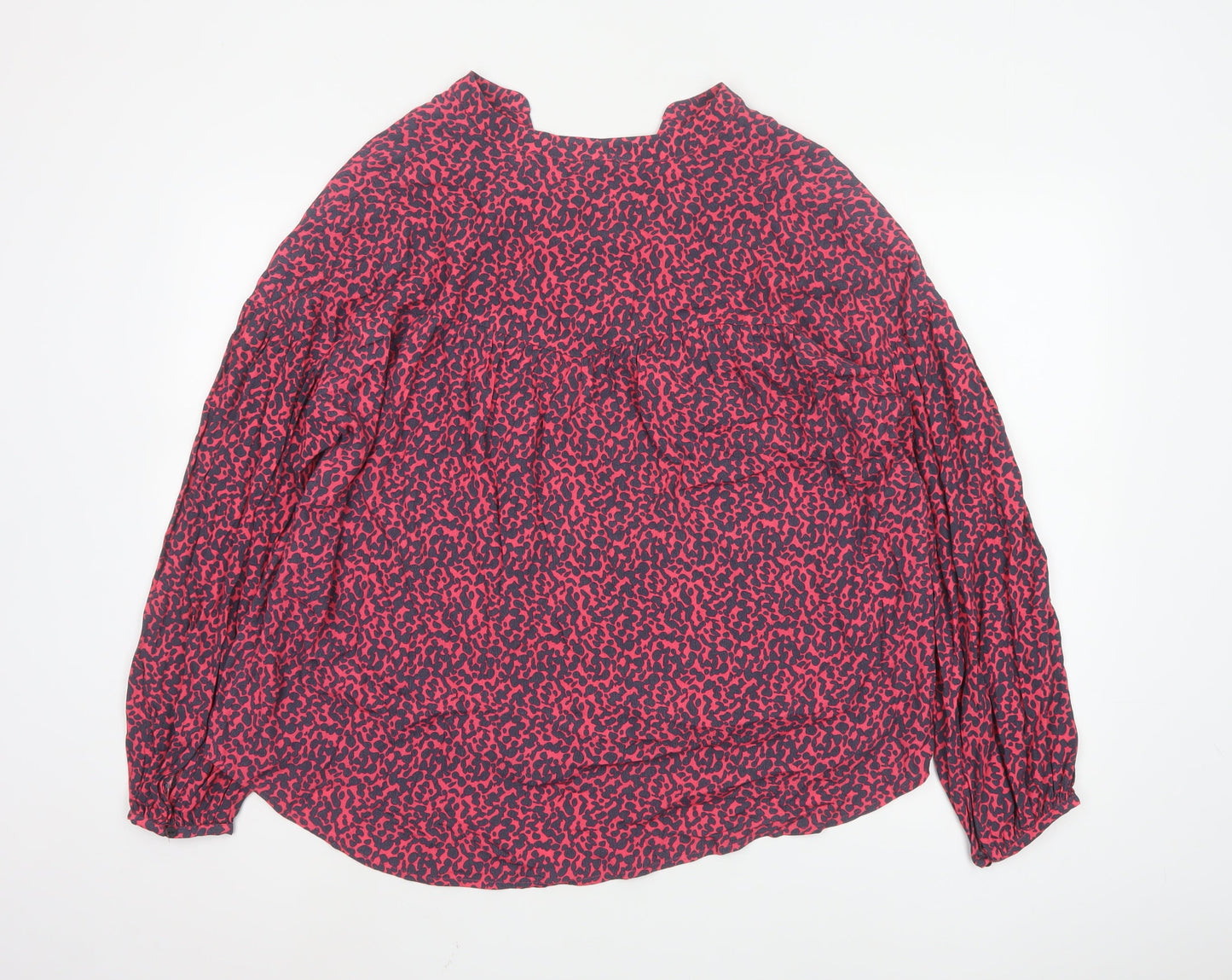 Mint Velvet Women’s Pink Animal Print Long Sleeve Viscose Tunic Blouse Size L