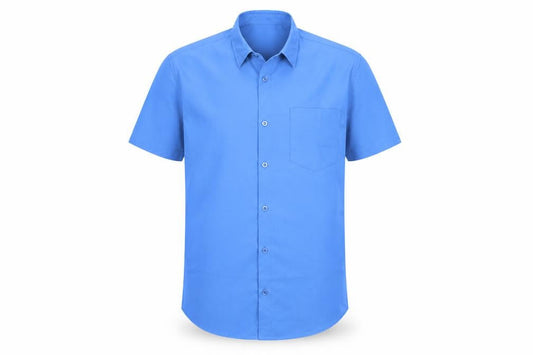 Charles Norton Mens Blue Short Sleeve Button-Up Shirt Medium