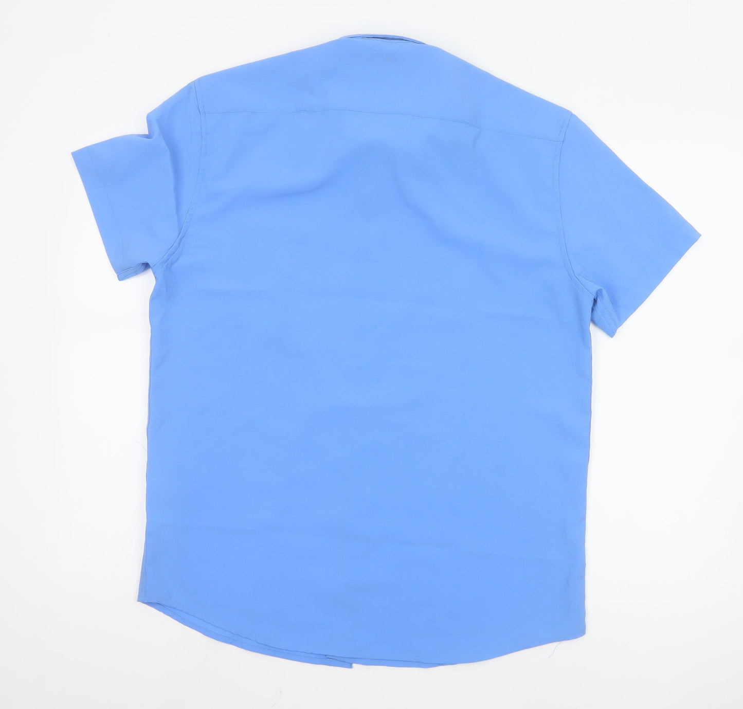 Charles Norton Mens Blue Short Sleeve Button-Up Shirt Medium