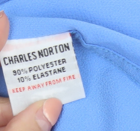 Charles Norton Mens Blue Short Sleeve Button-Up Shirt Medium