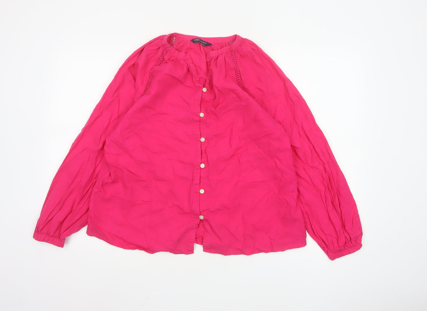 Marks and Spencer Womens Pink Linen Blend Tunic Blouse Size 12