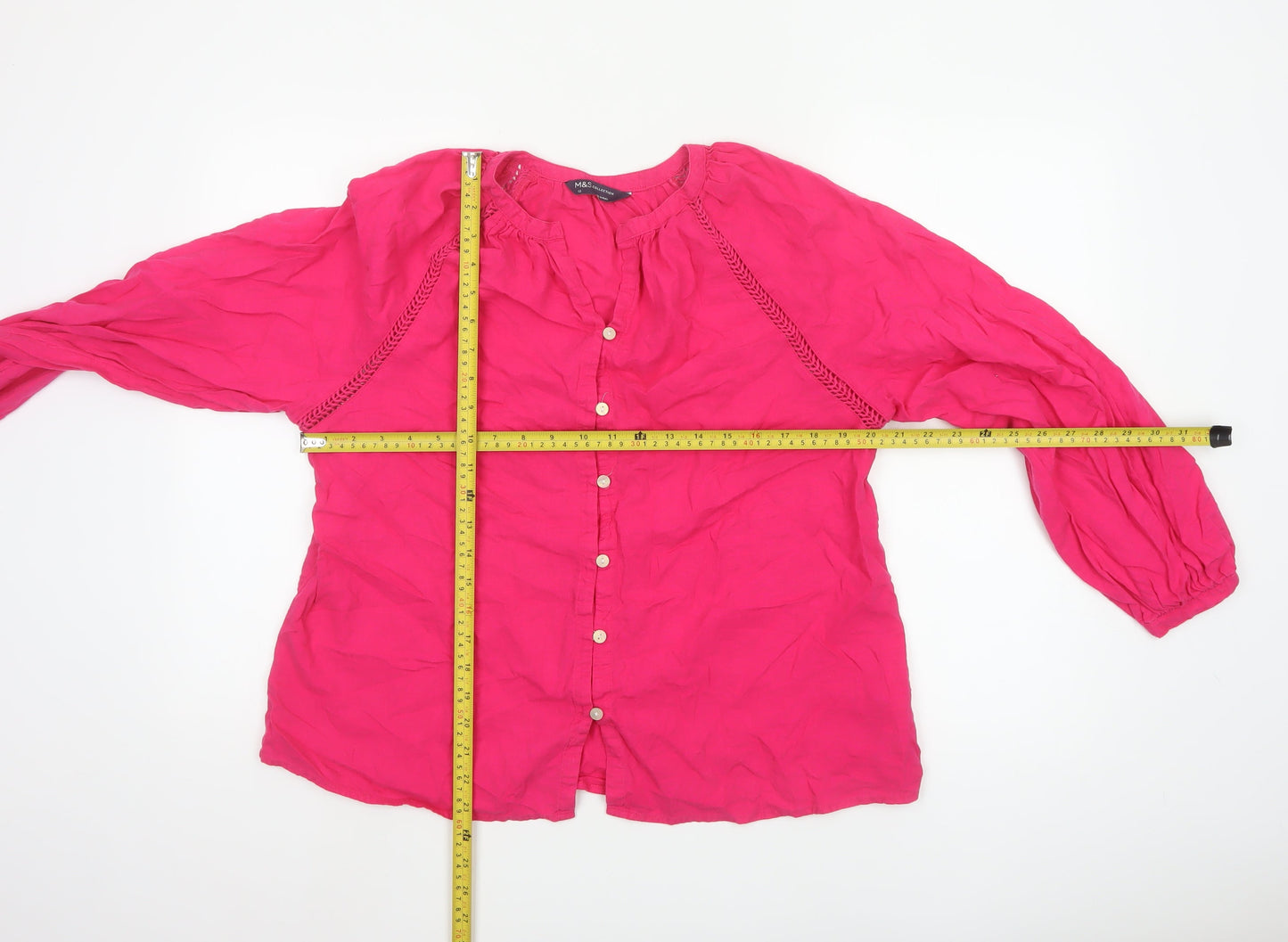 Marks and Spencer Womens Pink Linen Blend Tunic Blouse Size 12