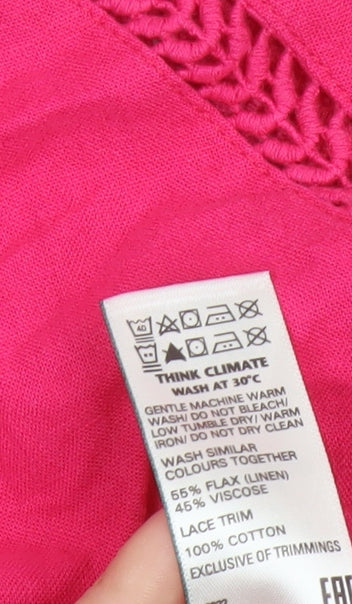 Marks and Spencer Womens Pink Linen Blend Tunic Blouse Size 12