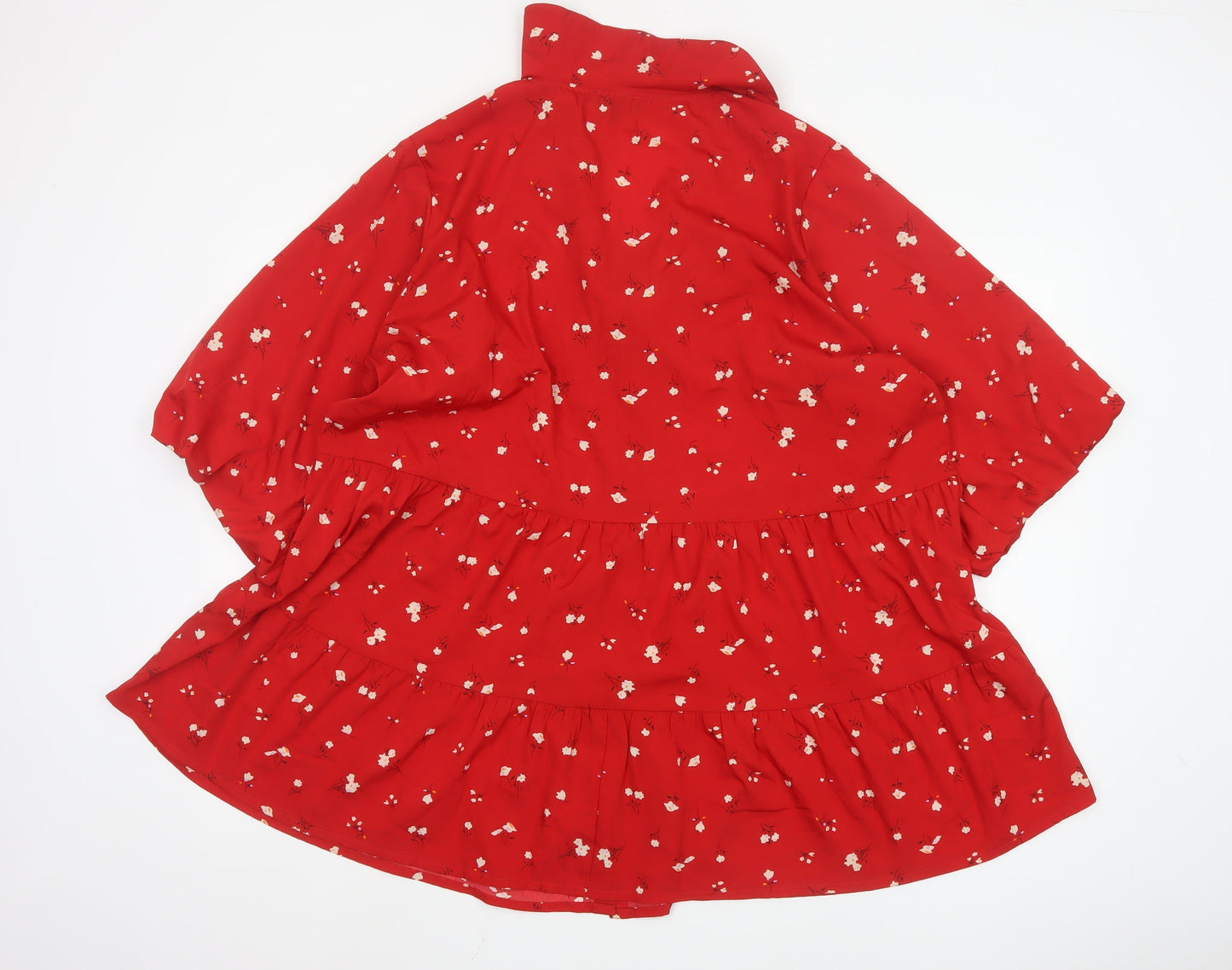 Simply Be Women Red Floral Button-Up Tunic Top Size 22
