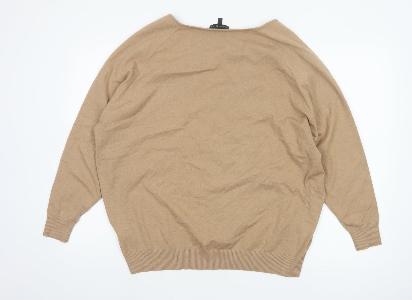Phase Eight Women’s Beige V-Neck Relaxed Knit Jumper Size L