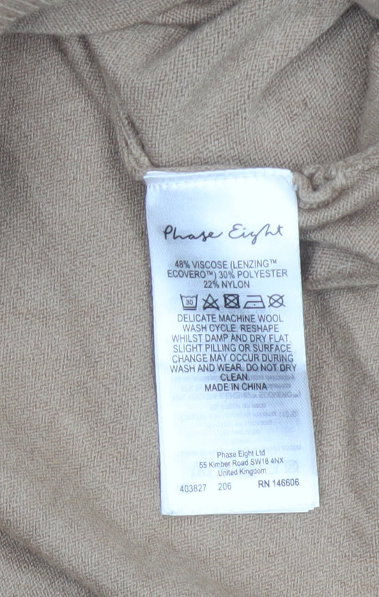 Phase Eight Women’s Beige V-Neck Relaxed Knit Jumper Size L